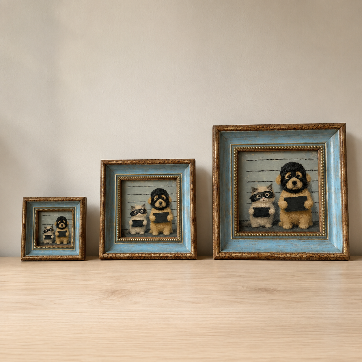 Golden Retriever and Ragdoll Cat Oil Painting – Matching Outfits - Image 8