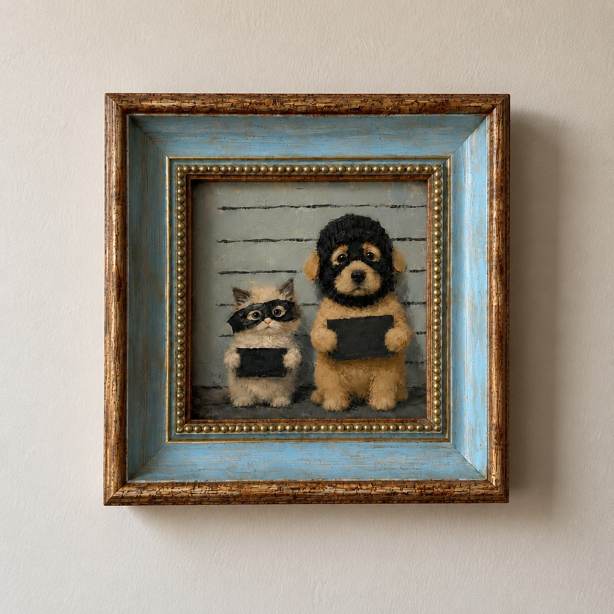 Golden Retriever and Ragdoll Cat Oil Painting – Matching Outfits - Image 9