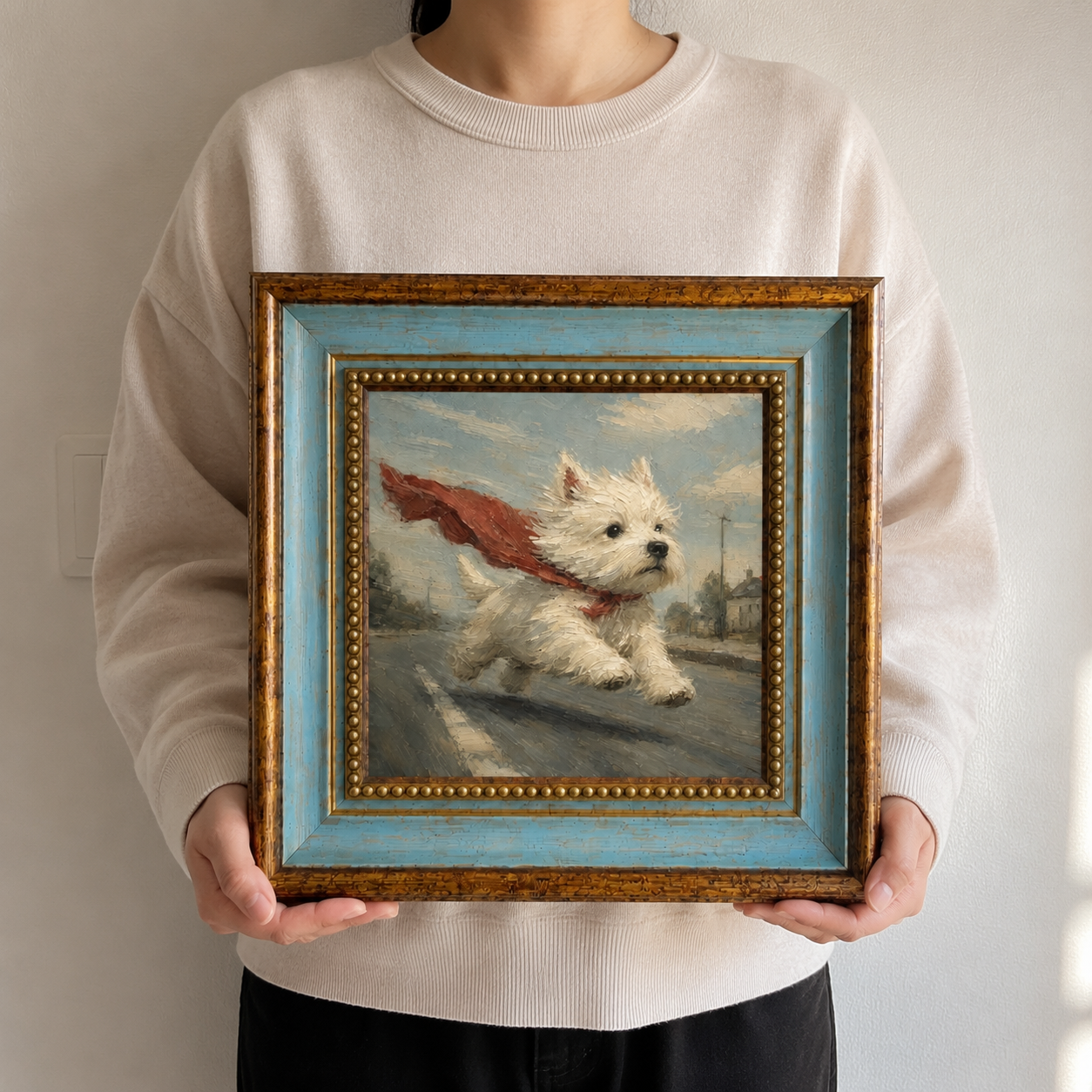 Superhero Westie Oil Painting – Framed Dog Wall Art - Image 6