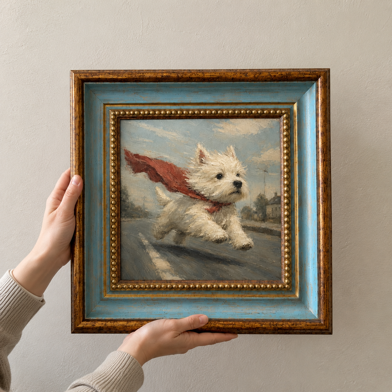 Superhero Westie Oil Painting – Framed Dog Wall Art - Image 7