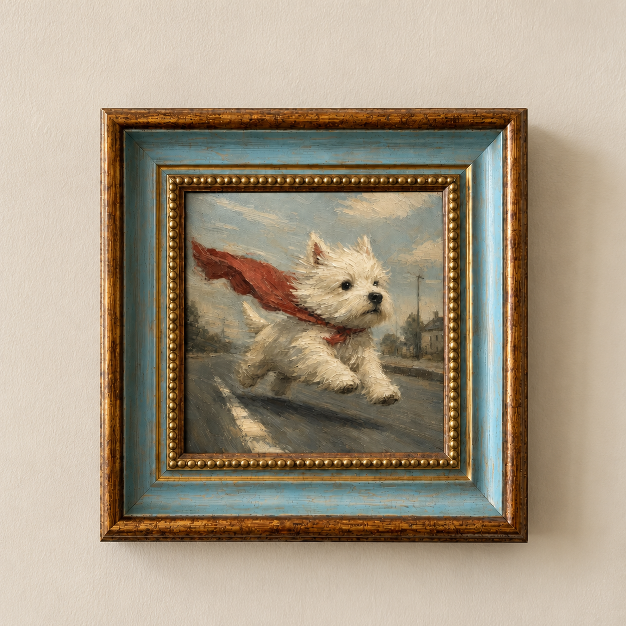 Superhero Westie Oil Painting – Framed Dog Wall Art - Image 9