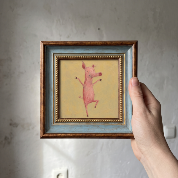 Kung Fu Pig Oil Painting – Funny Martial Arts Wall Art