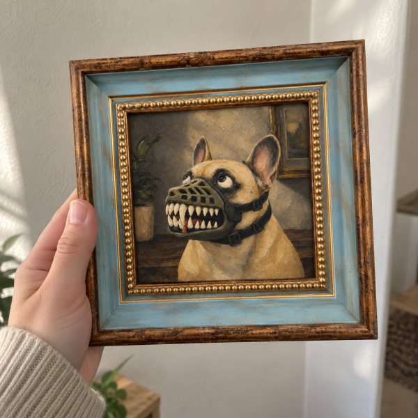 French Bulldog Monster Oil Painting – Spooky Halloween Wall Art